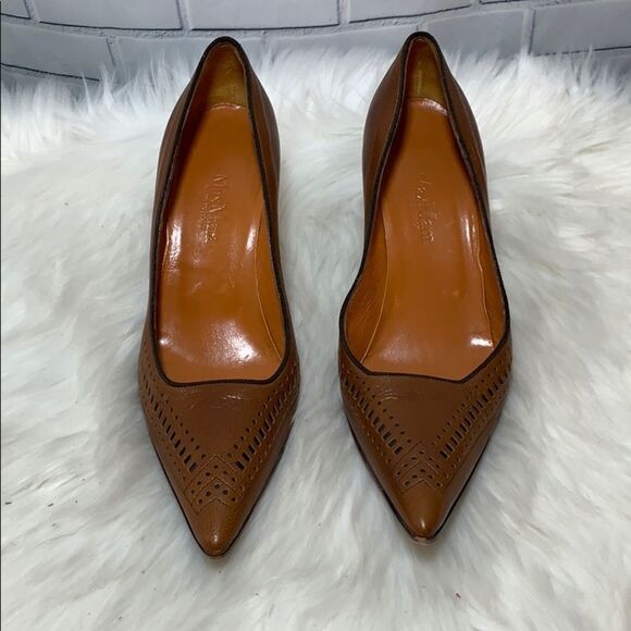 MaxMara Brown Leather Heels Size 36.5/6.5 - Picture 2 of 6